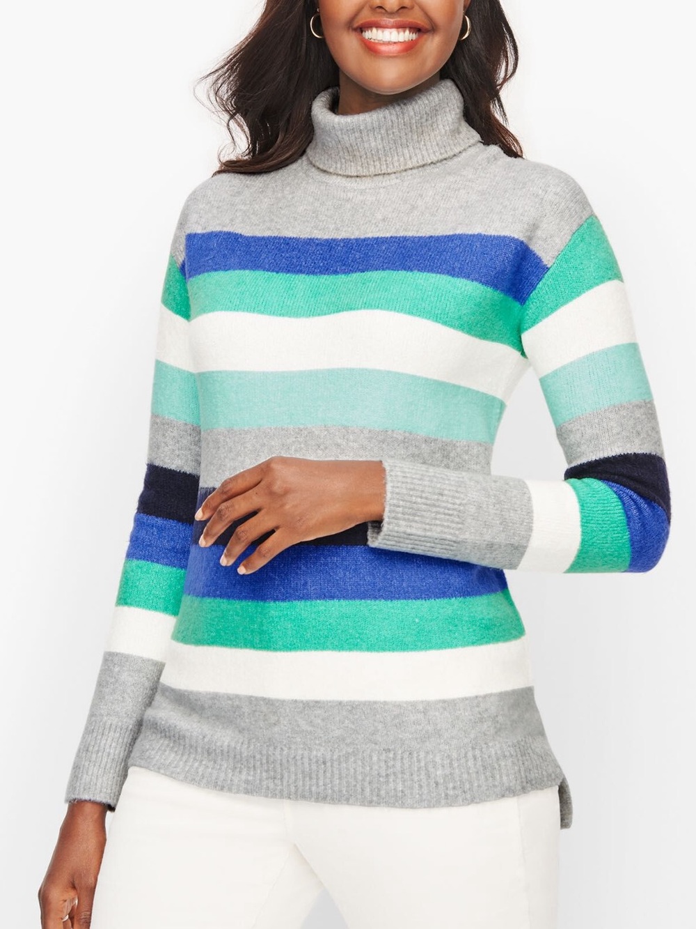 Talbots Striped Turtleneck Sweater